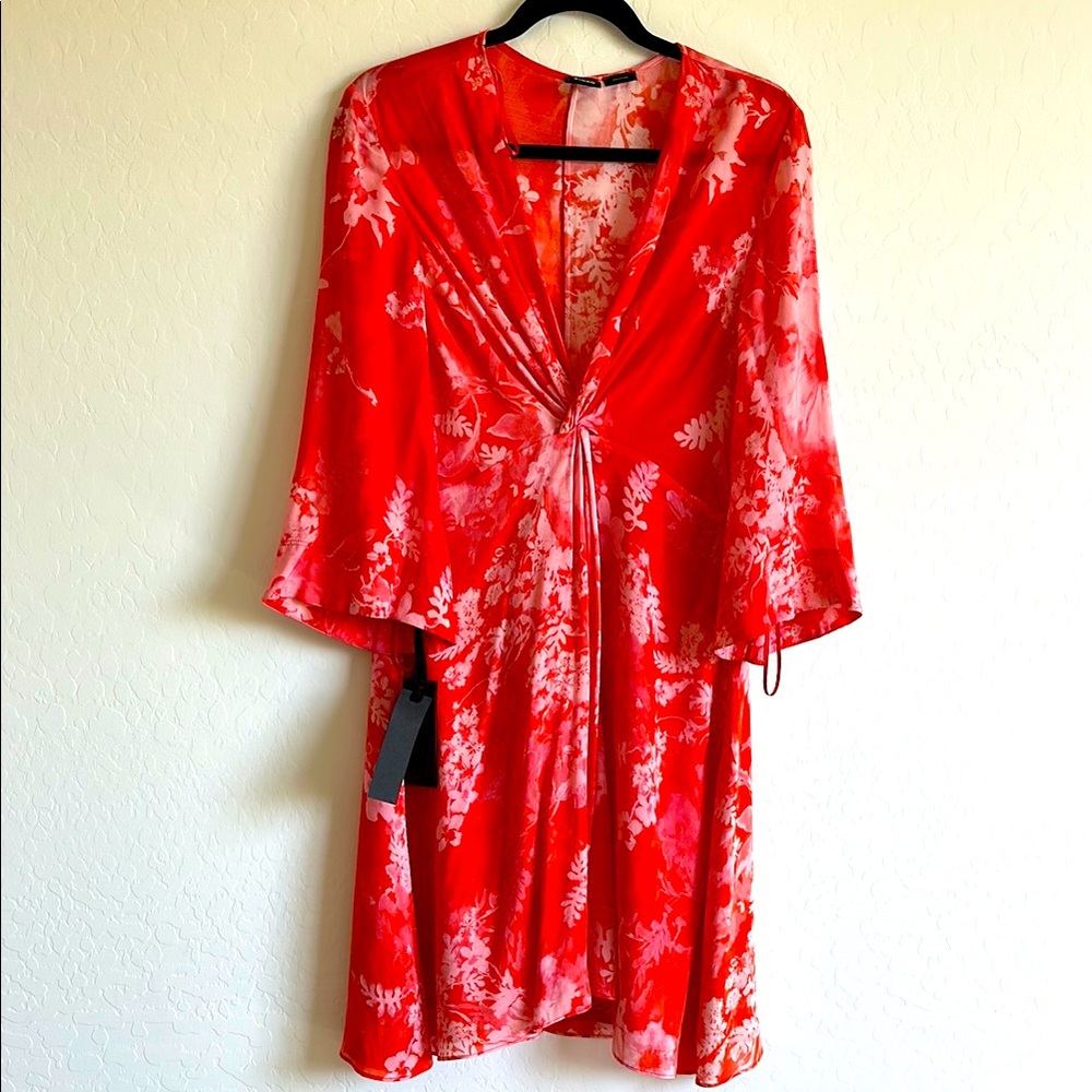 pinko brand wrapped v neck mini dress long sleeve Sz 6